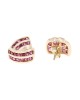 2 Row Ruby Crossover Stud Earrings in Yellow Gold